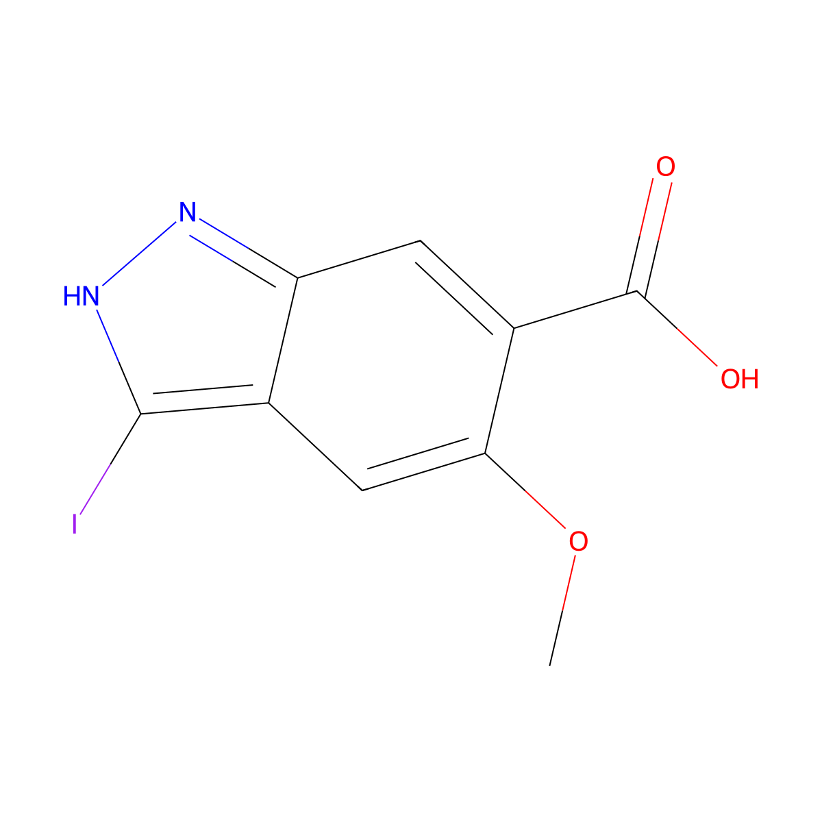 3-Iodo-5-methoxy-1H-indazole-6-carboxylic acid molecular structure, CAS 1227267-16-4