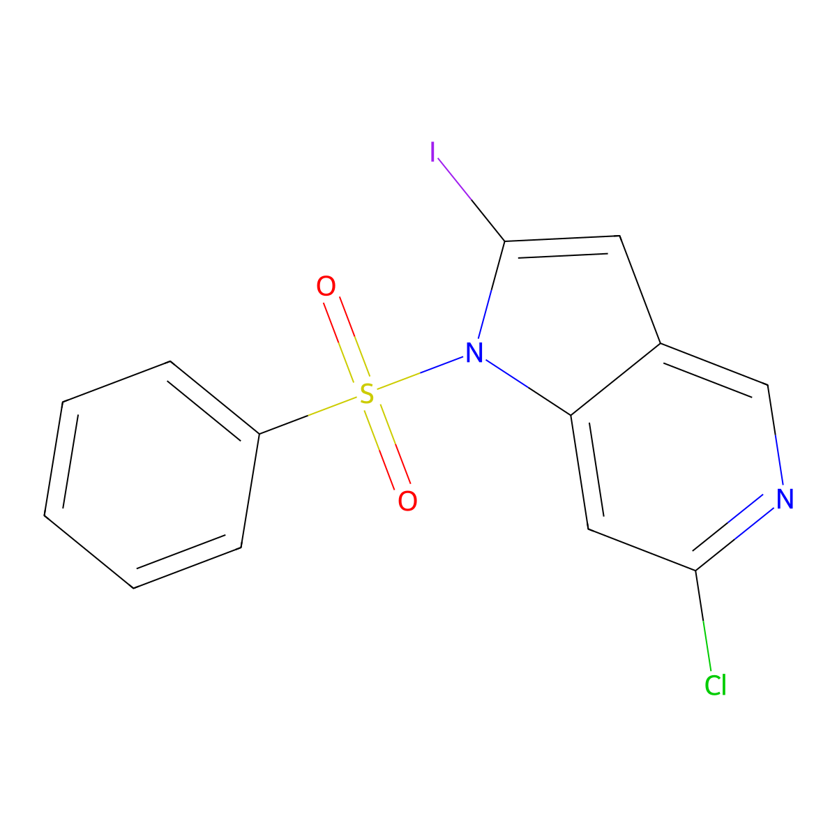 1-(Phenylsulfonyl)-6-chloro-2-iodo-5-azaindole molecular structure, CAS 1227267-17-5