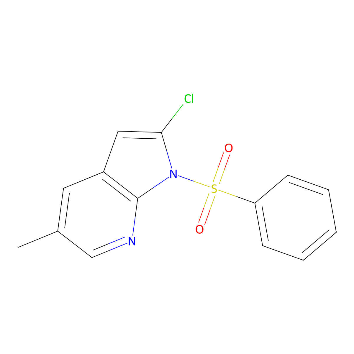 2-Chloro-5-methyl-1-(phenylsulfonyl)-1H-pyrrolo[2,3-b]pyridine molecular structure, CAS 1227267-19-7