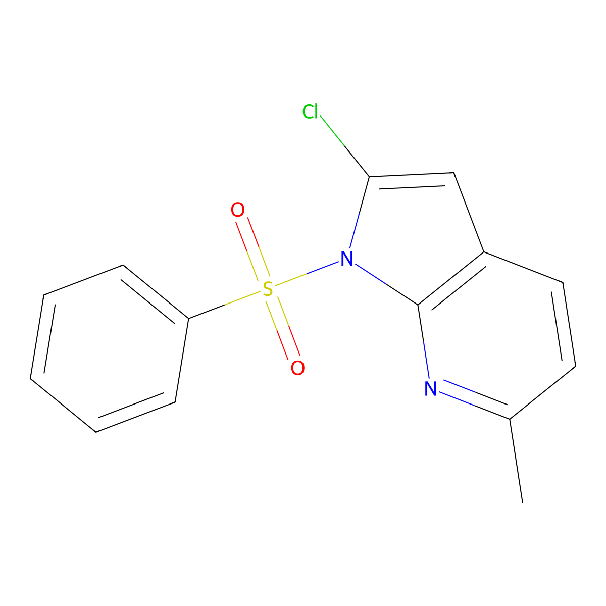 2-Chloro-6-methyl-1-(phenylsulfonyl)-1H-pyrrolo[2,3-b]pyridine molecular structure, CAS 1227267-24-4