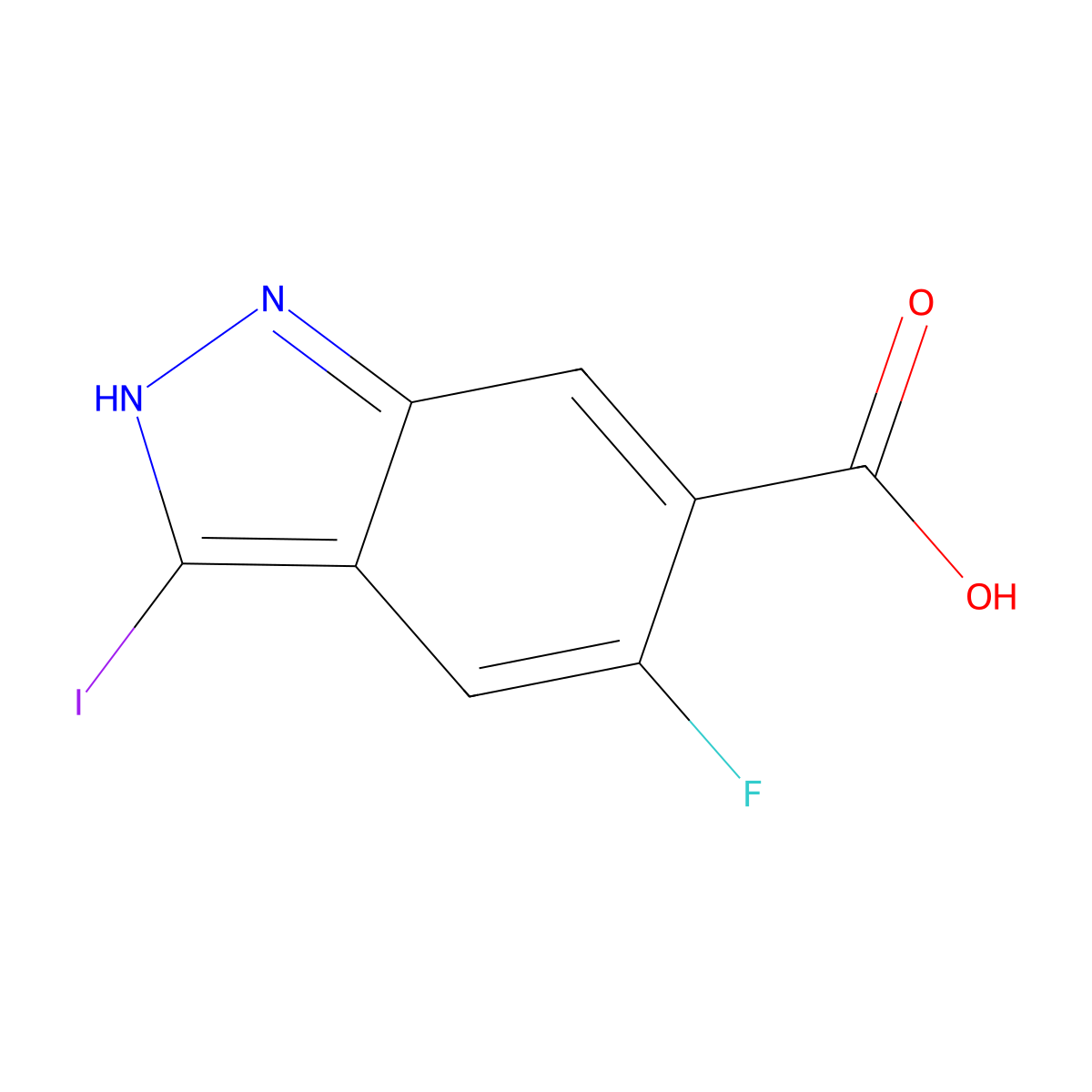5-Fluoro-3-iodo-1H-indazole-6-carboxylic acid molecular structure, CAS 1227268-60-1