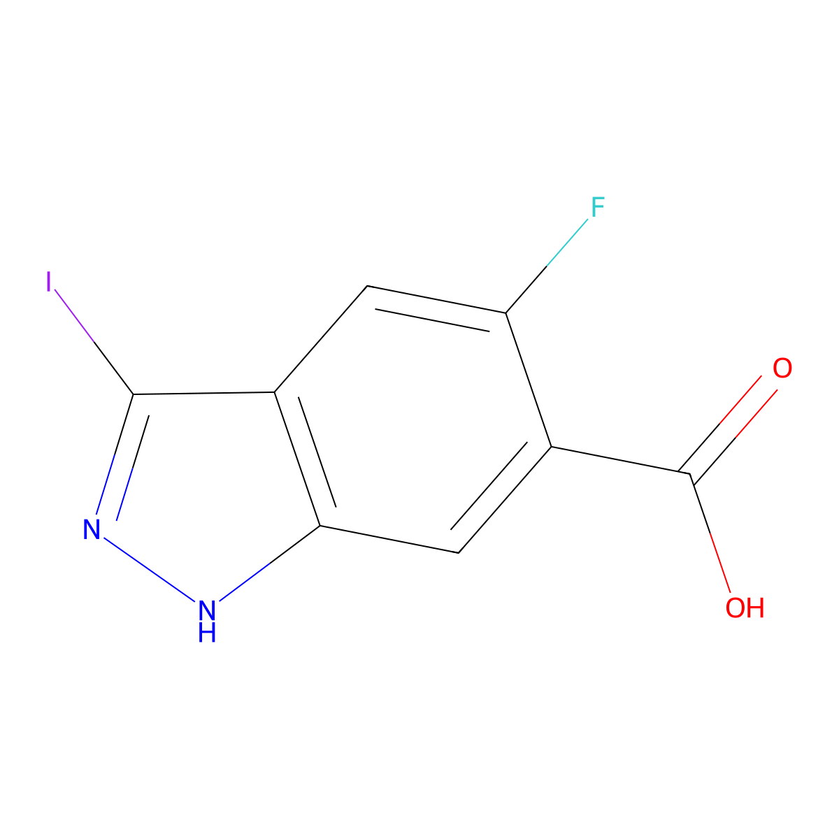 5-Fluoro-3-iodo-1H-indazole-6-carboxylic acid molecular structure, CAS 1227268-60-1