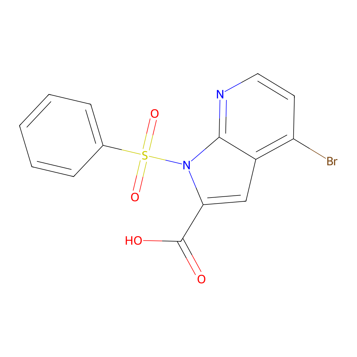 1-(Phenylsulphonyl)-4-bromo-7-azaindole-2-carboxylic acid molecular structure, CAS 1227268-63-4