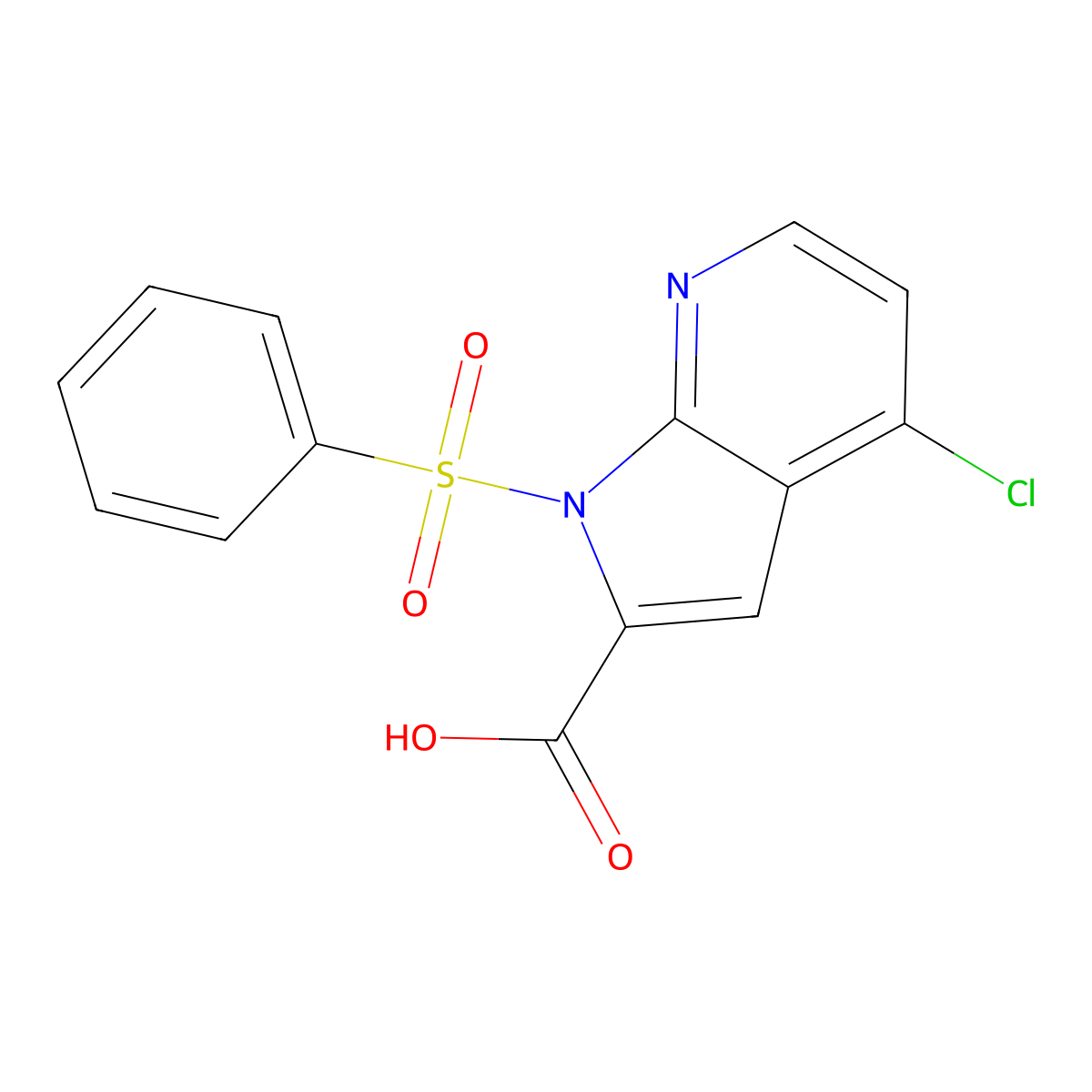 4-Chloro-1-(phenylsulfonyl)-1H-pyrrolo[2,3-b]pyridine-2-carboxylic acid molecular structure, CAS 1227268-65-6