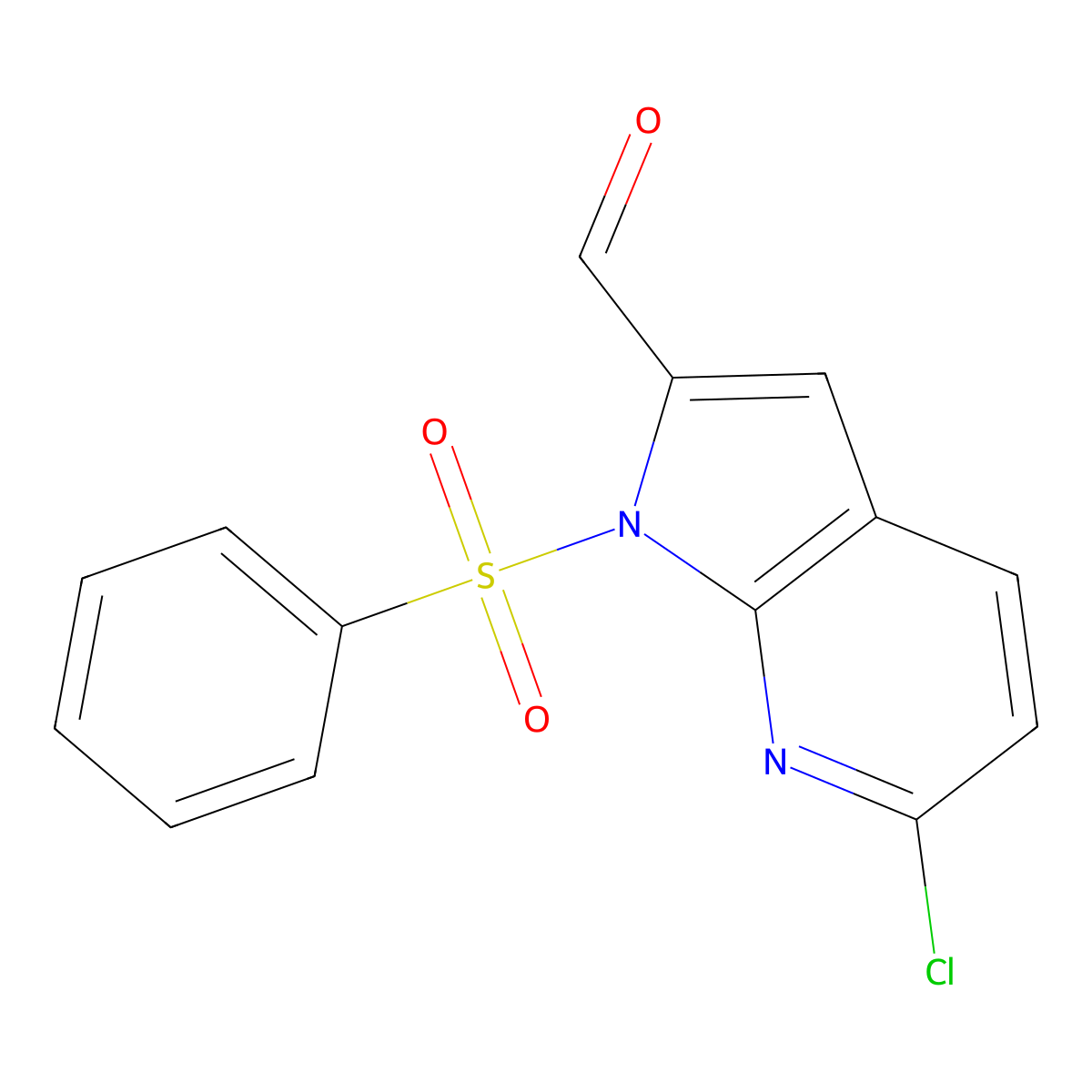 6-Chloro-1-(phenylsulfonyl)-1H-pyrrolo[2,3-b]pyridine-2-carbaldehyde molecular structure, CAS 1227268-67-8
