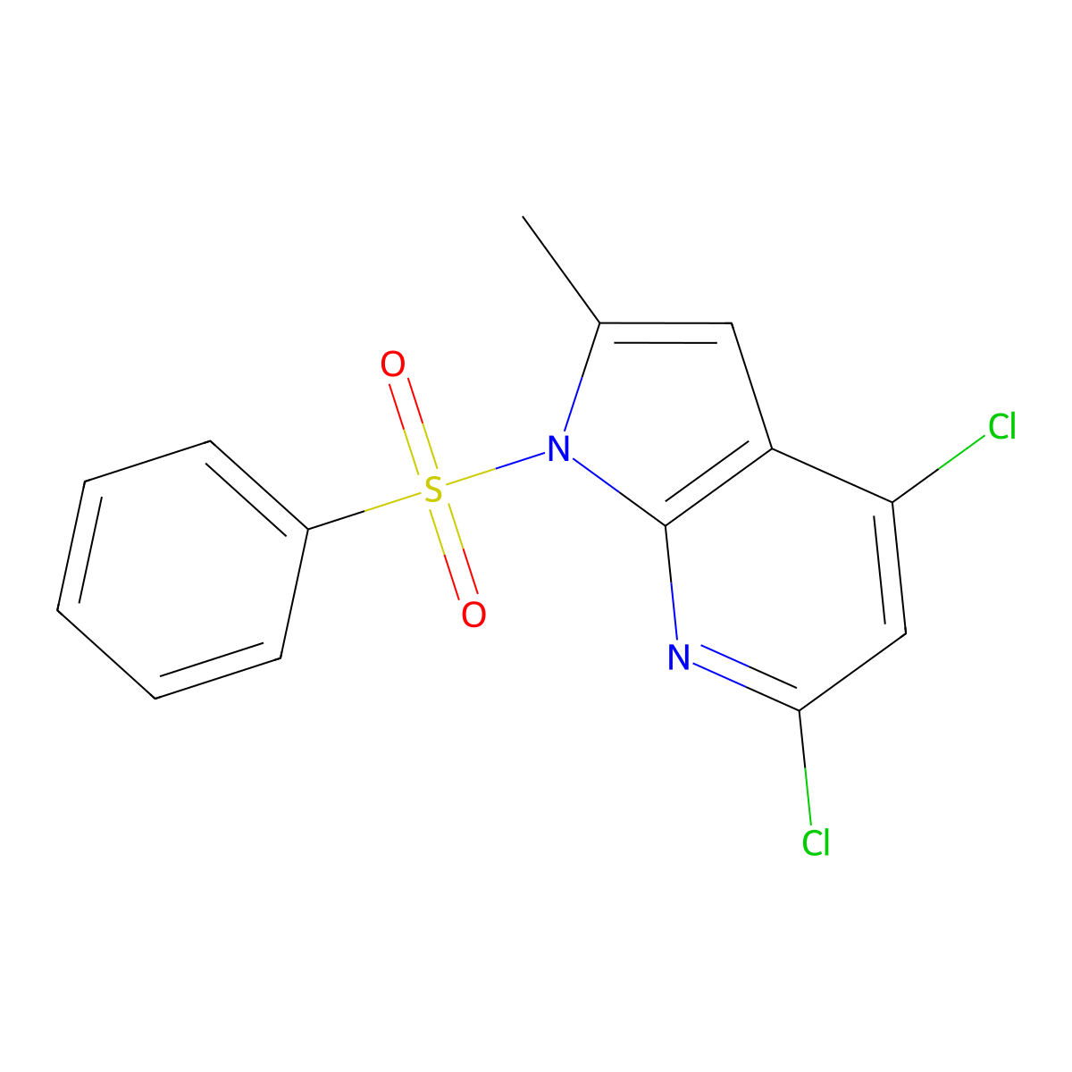 4,6-Dichloro-2-methyl-1-(phenylsulfonyl)-1H-pyrrolo[2,3-b]pyridine molecular structure, CAS 1227268-69-0