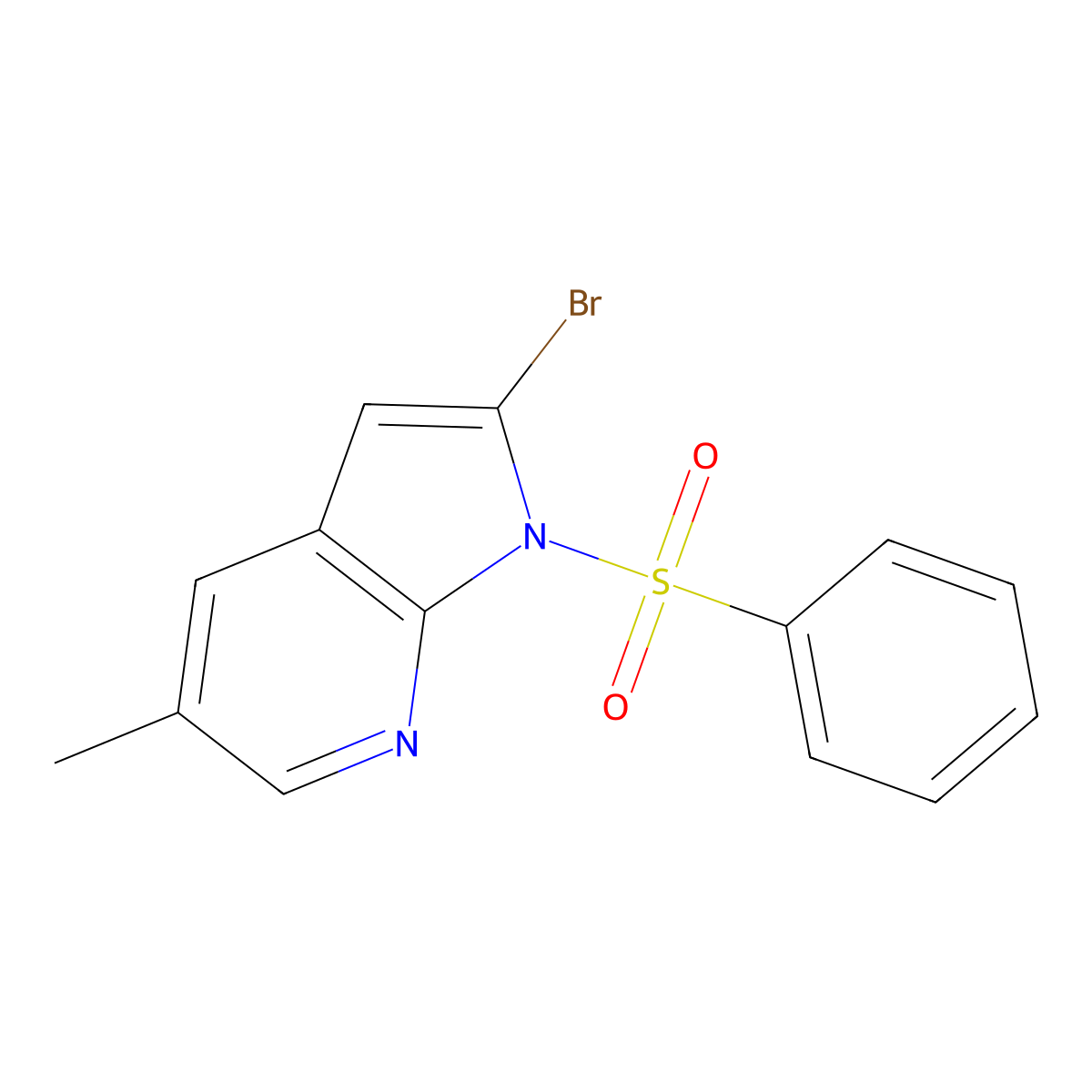 2-Bromo-5-methyl-1-(phenylsulfonyl)-1H-pyrrolo[2,3-b]pyridine molecular structure, CAS 1227268-83-8
