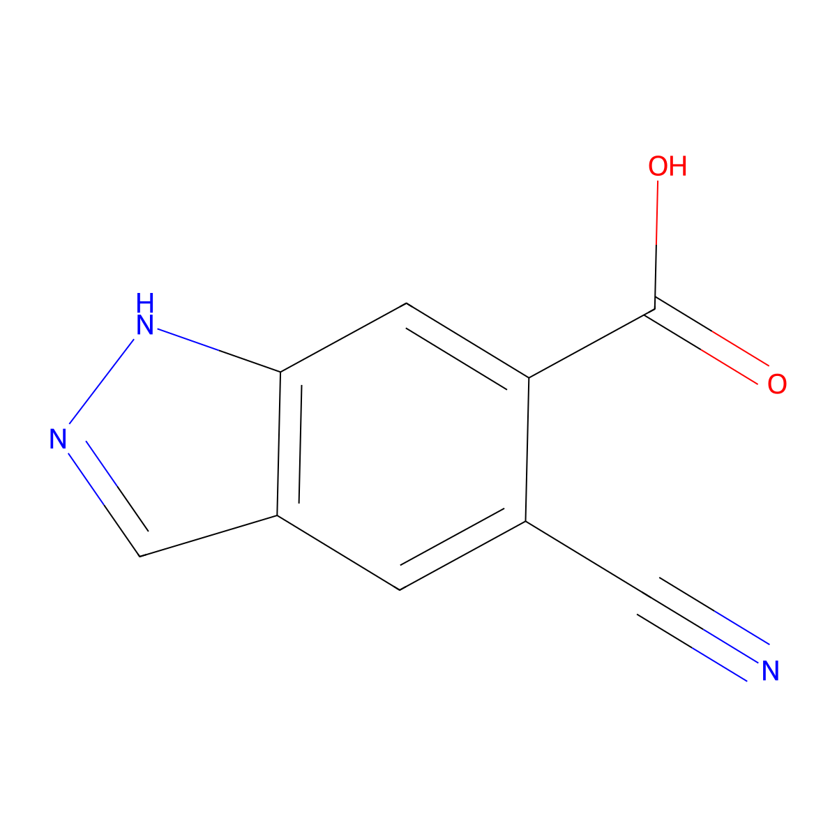 5-Cyano-1H-indazole-6-carboxylic acid molecular structure, CAS 1227268-90-7