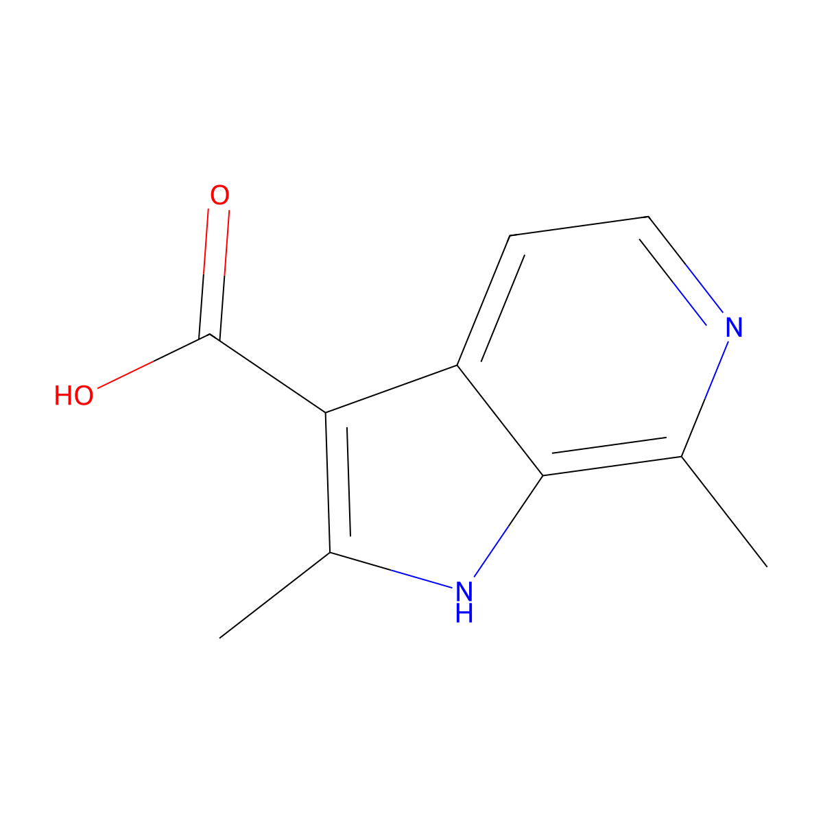 2,7-Dimethyl-1H-pyrrolo[2,3-c]pyridine-3-carboxylic acid molecular structure, CAS 1227268-93-0