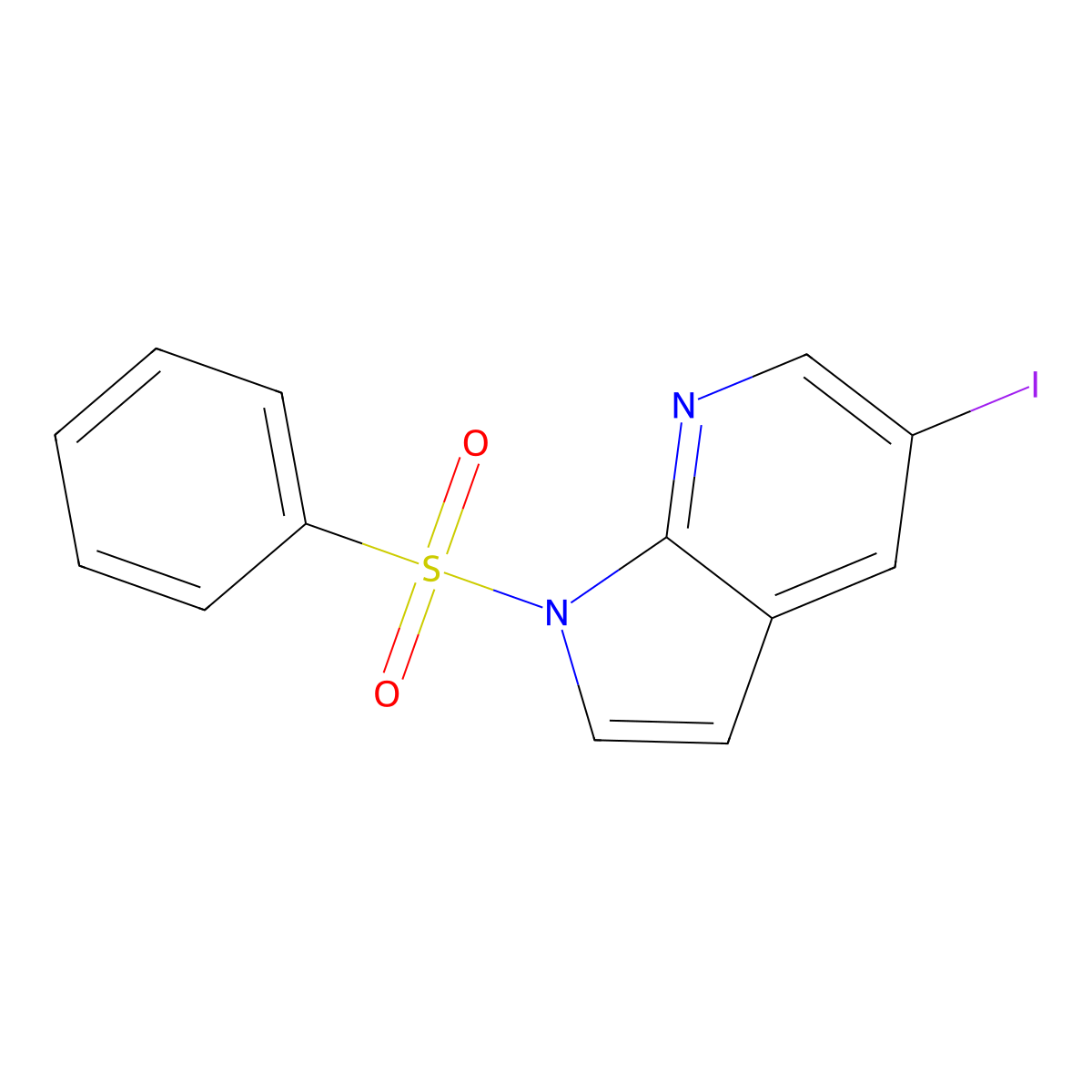 1-Benzenesulfonyl-5-iodo-1H-pyrrolo[2,3-b]pyridine molecular structure, CAS 1227268-94-1