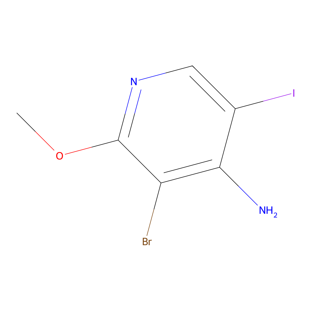 3-Bromo-5-iodo-2-methoxypyridin-4-amine molecular structure, CAS 1227268-98-5