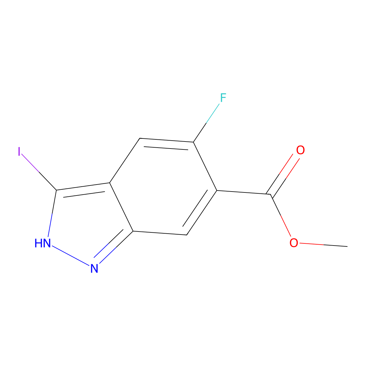 Methyl 5-fluoro-3-iodo-1H-indazole-6-carboxylate molecular structure, CAS 1227269-00-2