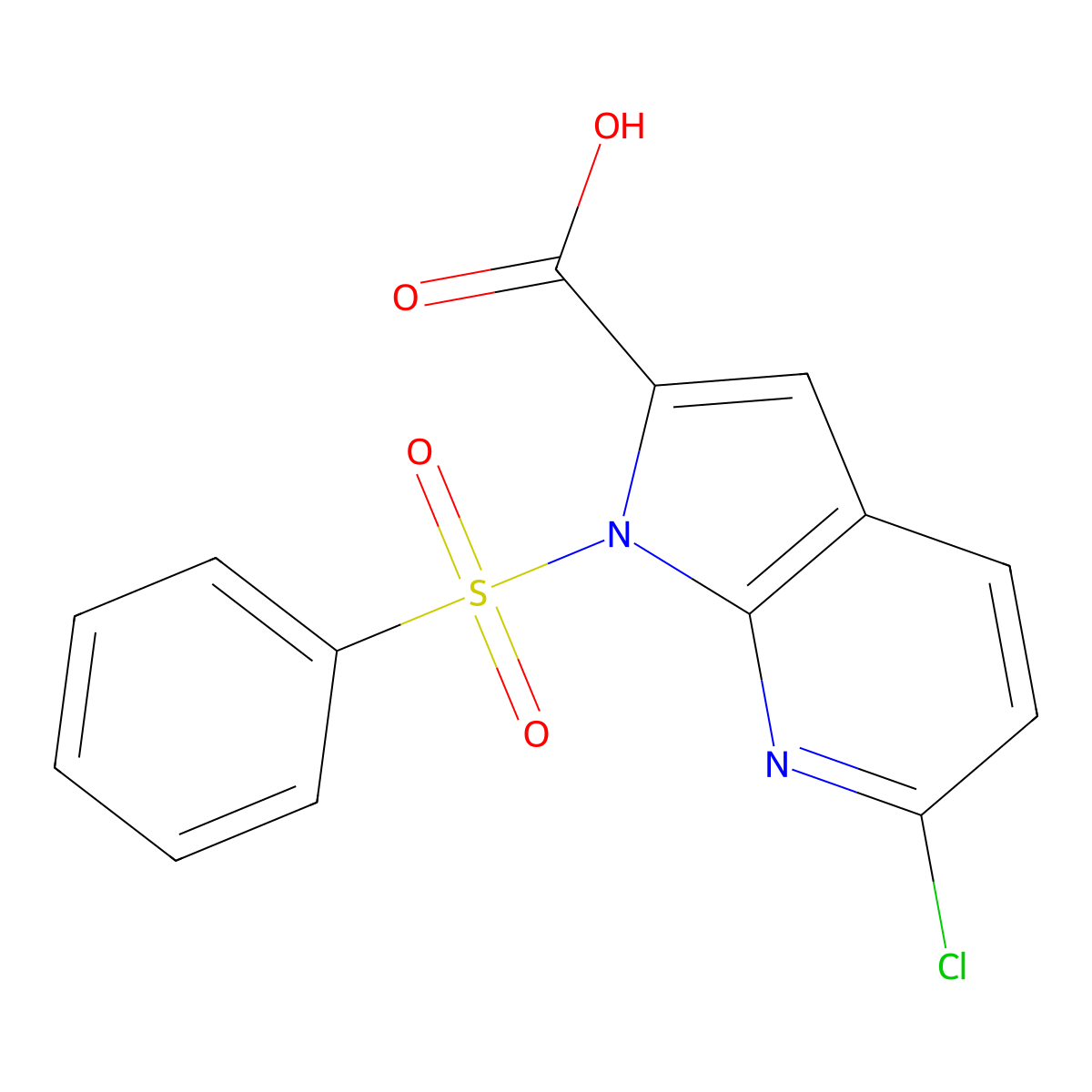6-Chloro-1-(phenylsulfonyl)-1H-pyrrolo[2,3-b]pyridine-2-carboxylic acid molecular structure, CAS 1227269-03-5