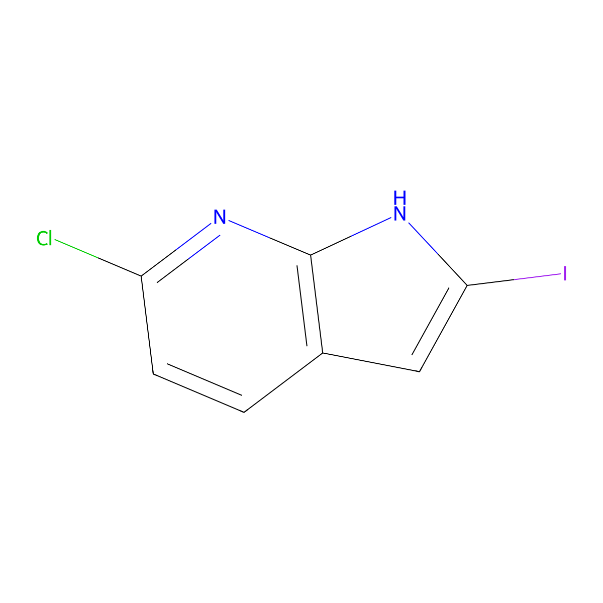 6-chloro-2-iodo-1H-pyrrolo[2,3-b]pyridine molecular structure, CAS 1227269-04-6