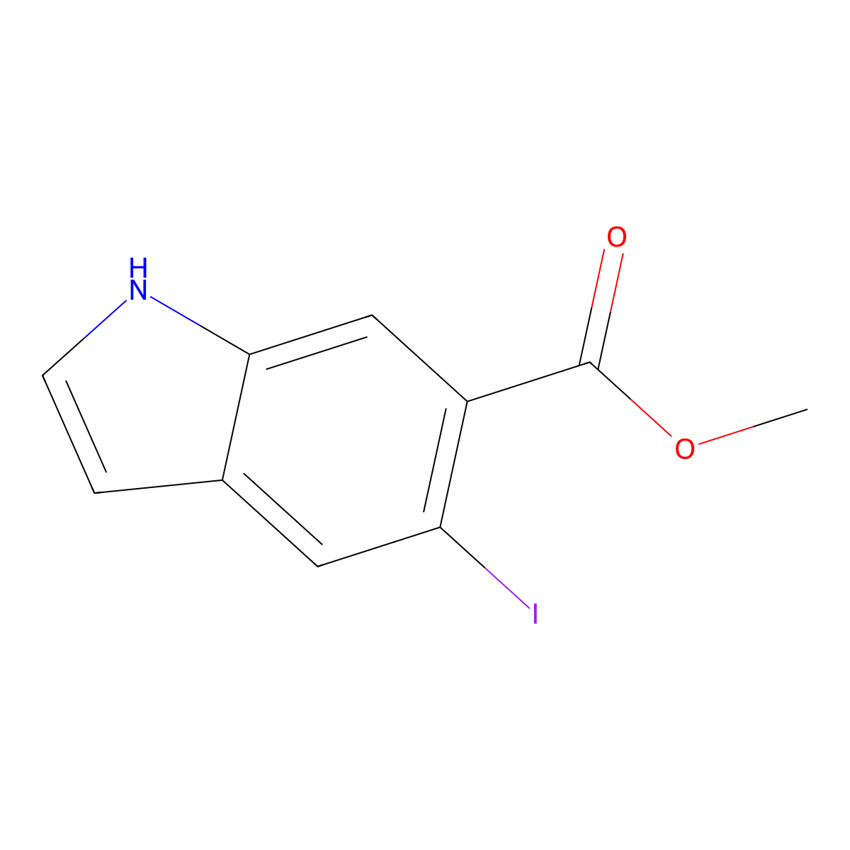 Methyl 5-iodo-1H-indole-6-carboxylate molecular structure, CAS 1227269-05-7