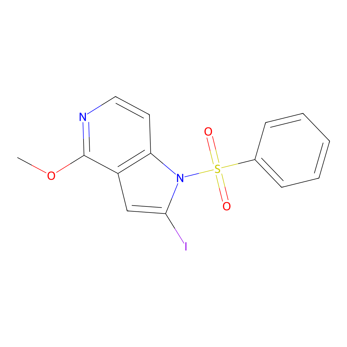 2-Iodo-4-methoxy-1-(phenylsulfonyl)-1H-pyrrolo[3,2-c]pyridine molecular structure, CAS 1227269-13-7