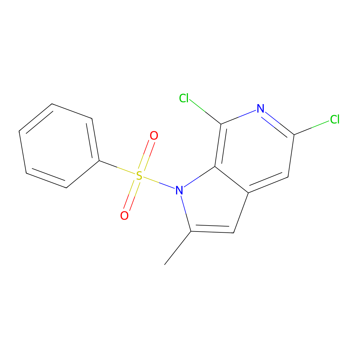 5,7-Dichloro-2-methyl-1-(phenylsulfonyl)-1H-pyrrolo[2,3-c]pyridine molecular structure, CAS 1227269-17-1