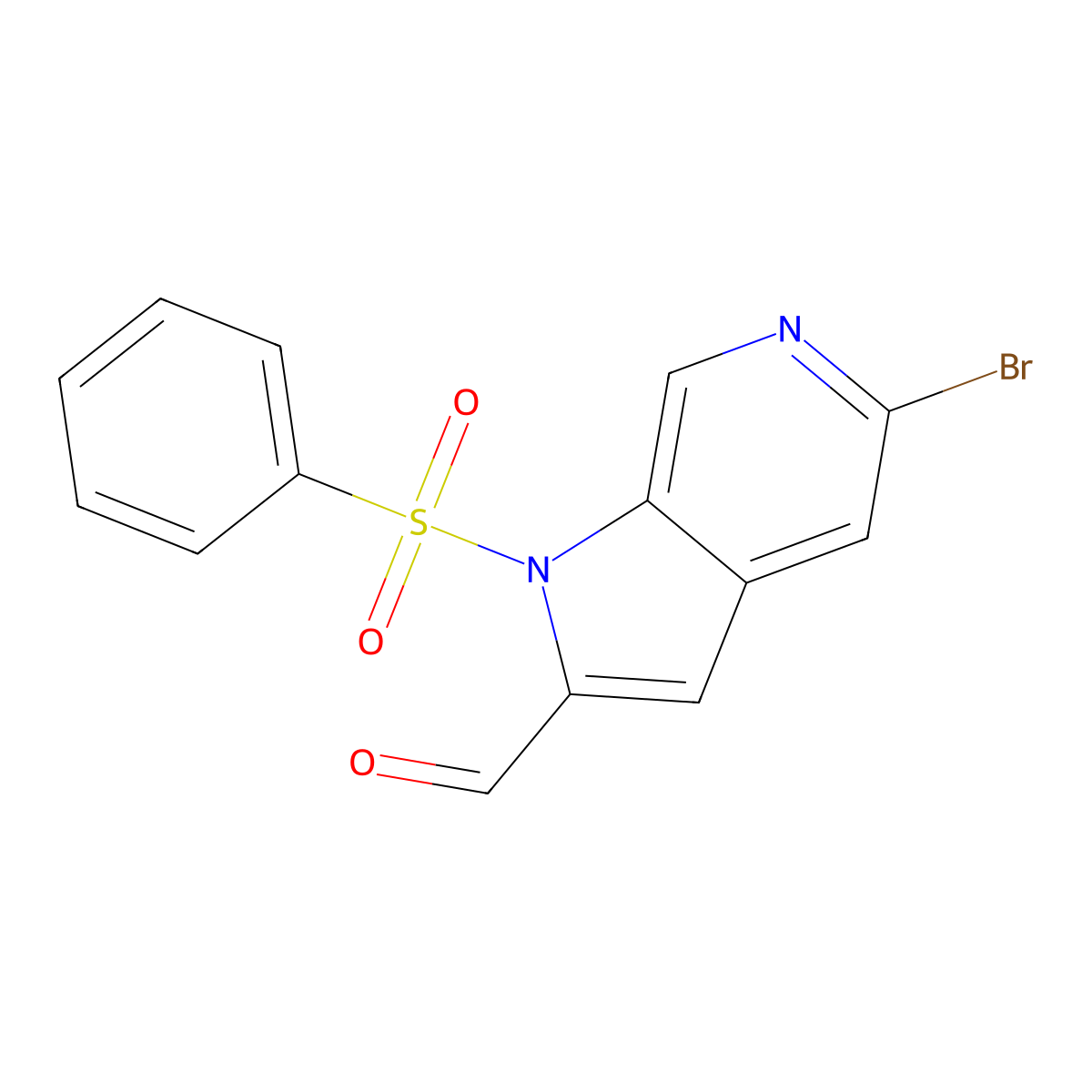 5-Bromo-1-(phenylsulfonyl)-6-azaindole-2-carbaldehyde molecular structure, CAS 1227269-19-3