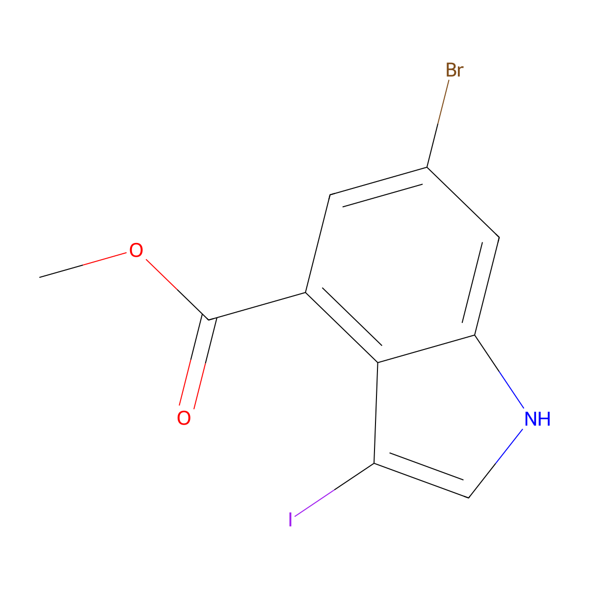 6-Bromo-3-iodoindole-4-carboxylic acid methyl ester molecular structure, CAS 1227269-20-6
