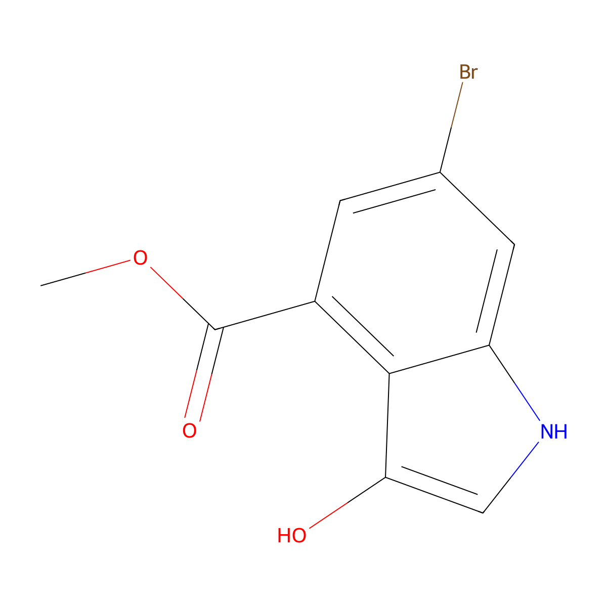 Methyl 6-bromo-3-hydroxy-1H-indole-4-carboxylate molecular structure, CAS 1227269-22-8