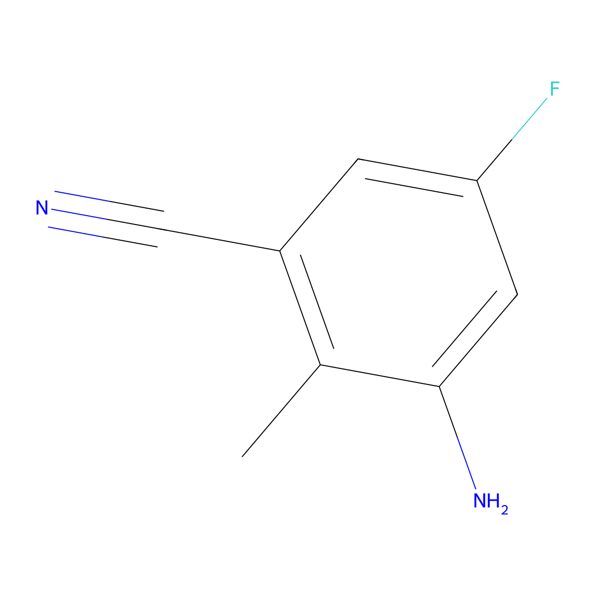3-Amino-5-fluoro-2-methylbenzonitrile molecular structure, CAS 1227269-31-9