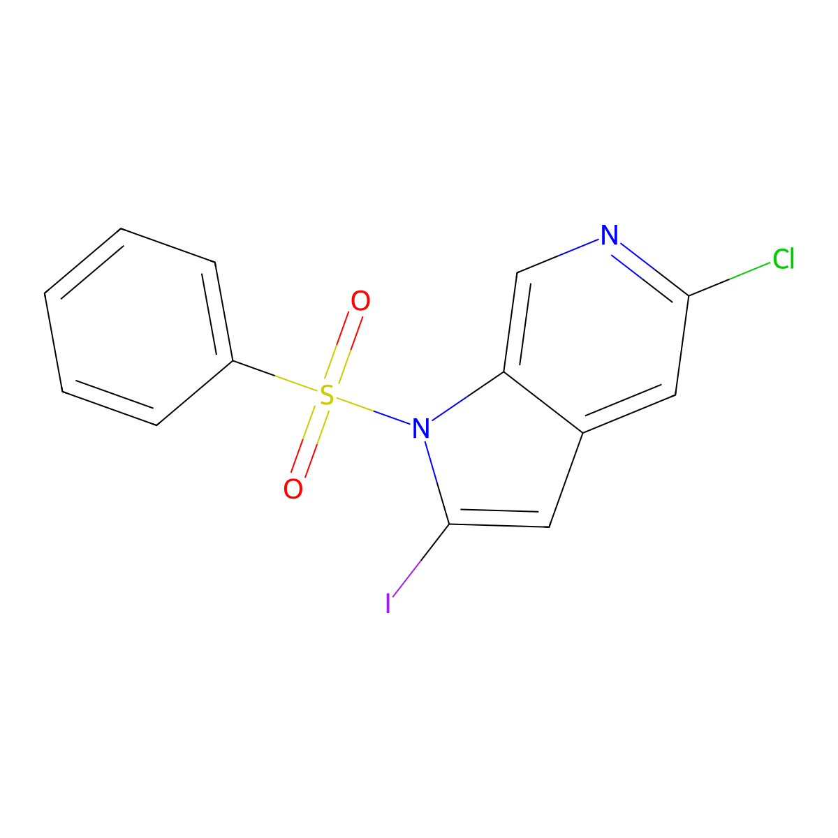 5-Chloro-2-iodo-1-(phenylsulfonyl)-1H-pyrrolo[2,3-c]pyridine molecular structure, CAS 1227269-34-2