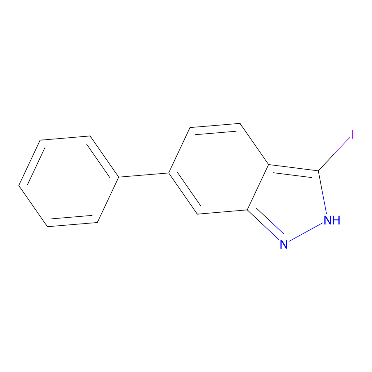 3-Iodo-6-phenyl-1H-indazole molecular structure, CAS 1227269-40-0