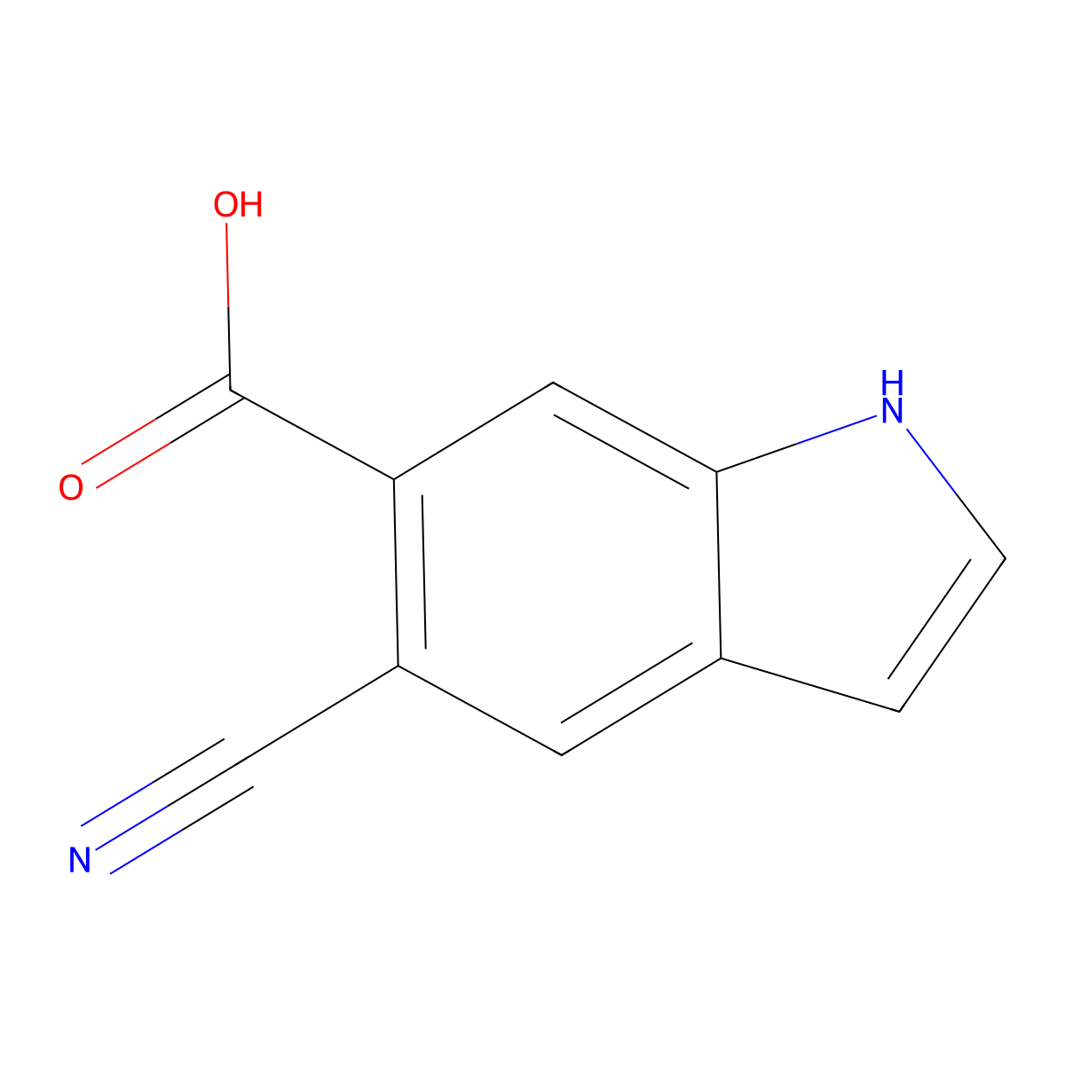 5-Cyano-1H-indole-6-carboxylic acid molecular structure, CAS 1227269-42-2
