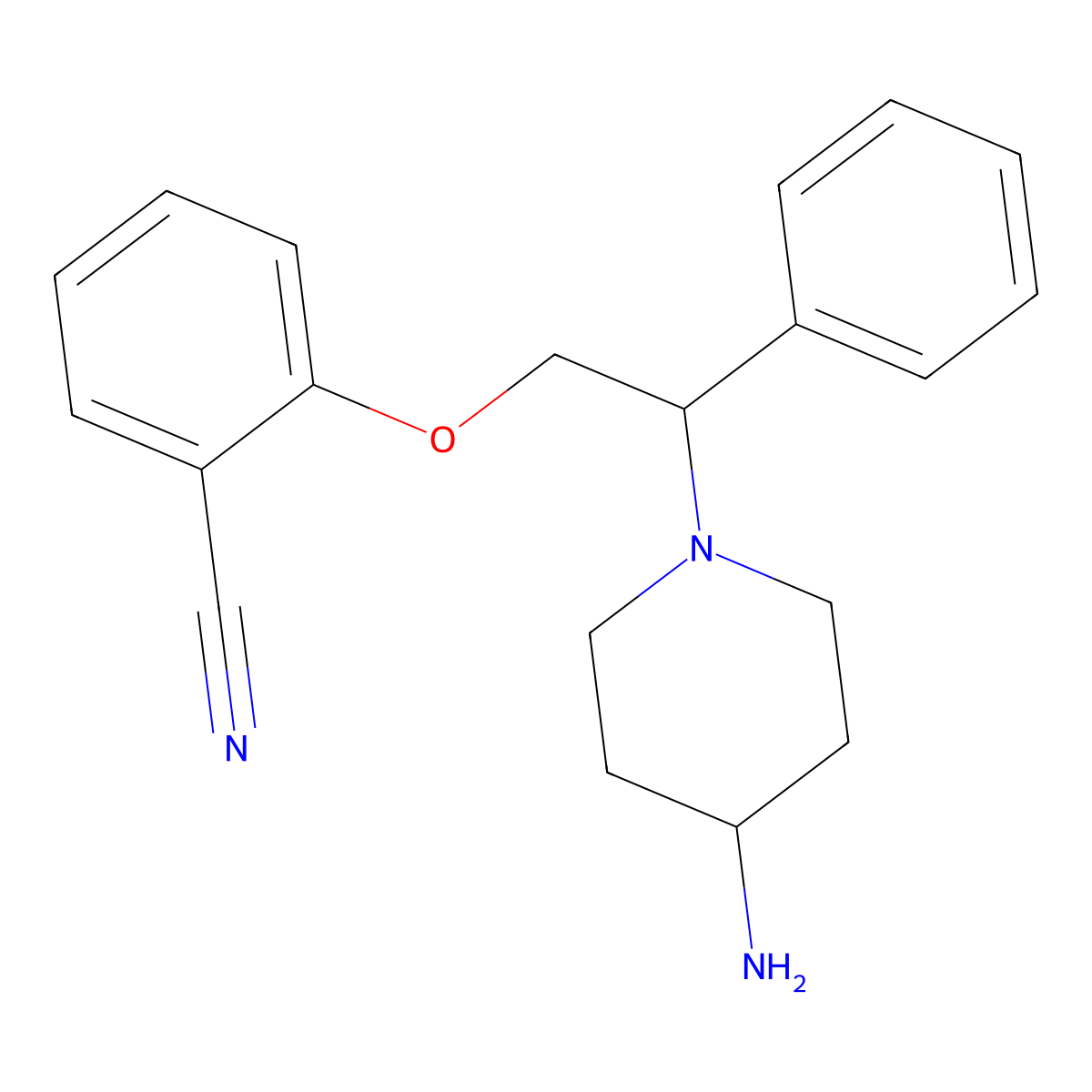 2-(2-(4-Aminopiperidin-1-yl)-2-phenylethoxy)benzonitrile molecular structure, CAS 1227269-43-3