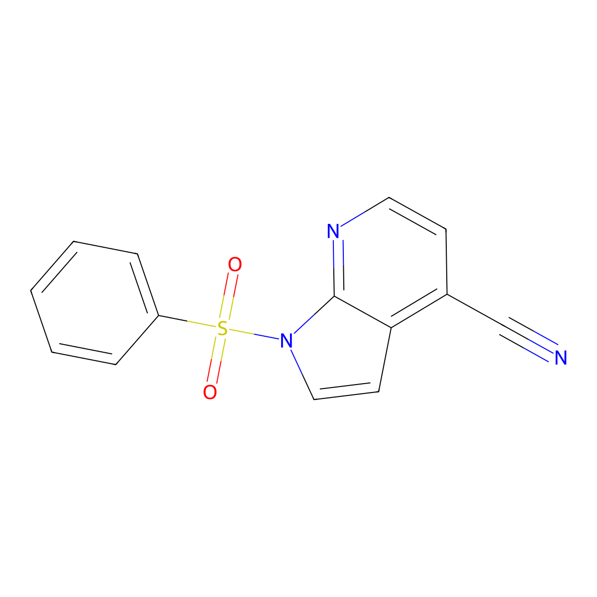 1-(Phenylsulfonyl)-1H-pyrrolo[2,3-b]pyridine-4-carbonitrile molecular structure, CAS 1227269-45-5