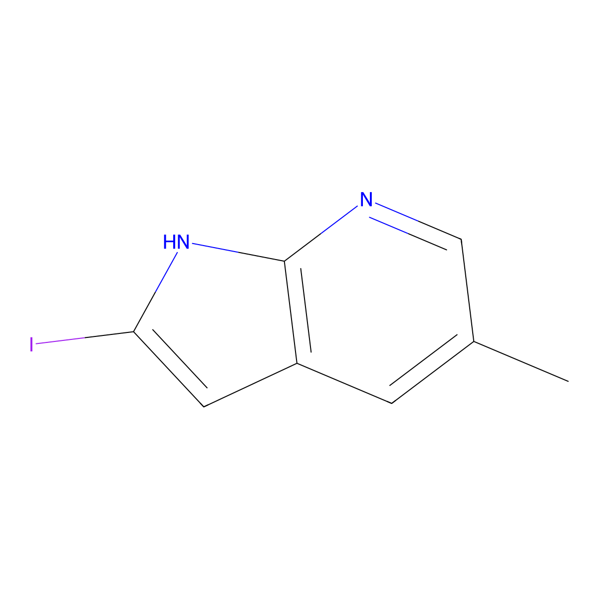 2-Iodo-5-methyl-1H-pyrrolo[2,3-b]pyridine molecular structure, CAS 1227270-15-6