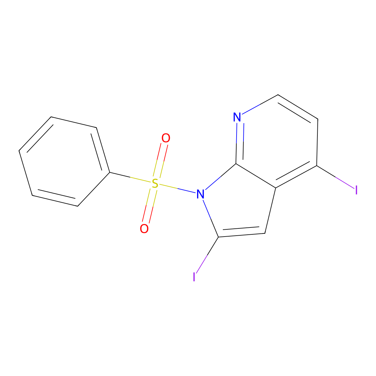 1-(Phenylsulfonyl)-2,4-diiodo-7-azaindole molecular structure, CAS 1227270-20-3