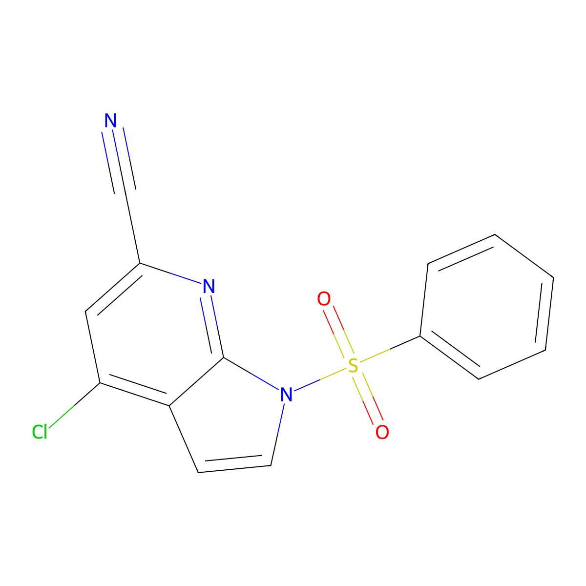 4-Chloro-1-(phenylsulfonyl)-1H-pyrrolo[2,3-b]pyridine-6-carbonitrile molecular structure, CAS 1227270-27-0