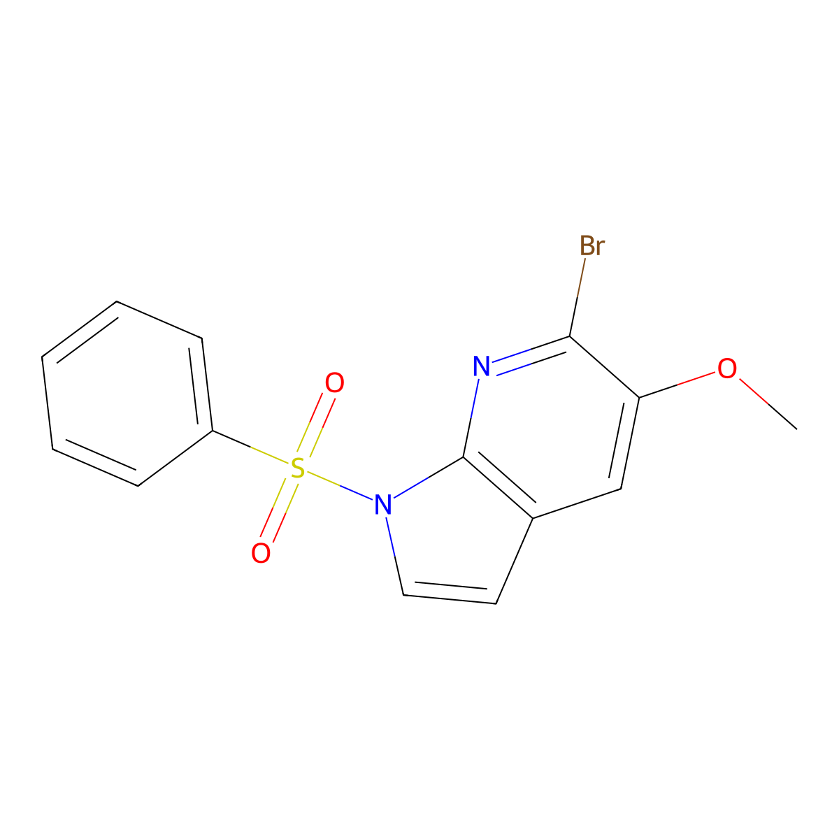 6-Bromo-5-methoxy-1-(phenylsulfonyl)-1H-pyrrolo[2,3-b]pyridine molecular structure, CAS 1227270-28-1