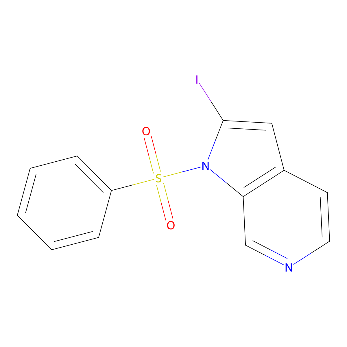 2-Iodo-1-(phenylsulfonyl)-1H-pyrrolo[2,3-c]pyridine molecular structure, CAS 1227270-36-1