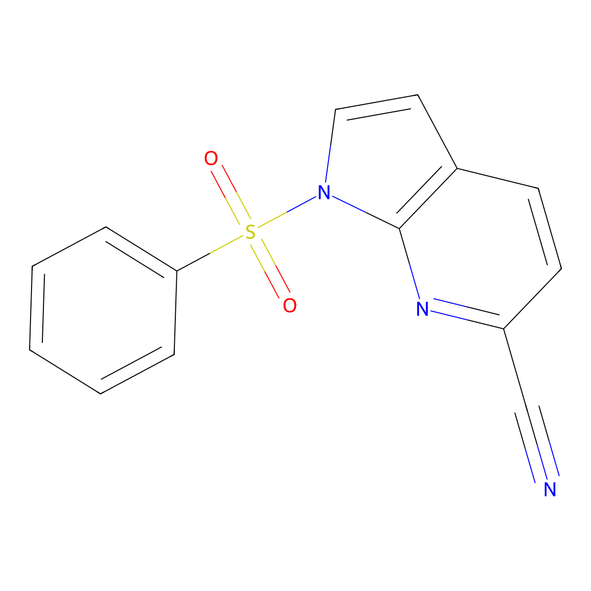 1-(Phenylsulfonyl)-1H-pyrrolo[2,3-b]pyridine-6-carbonitrile molecular structure, CAS 1227270-43-0