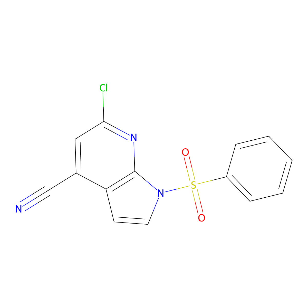 1-(Benzenesulfonyl)-6-chloropyrrolo[2,3-b]pyridine-4-carbonitrile molecular structure, CAS 1227270-48-5