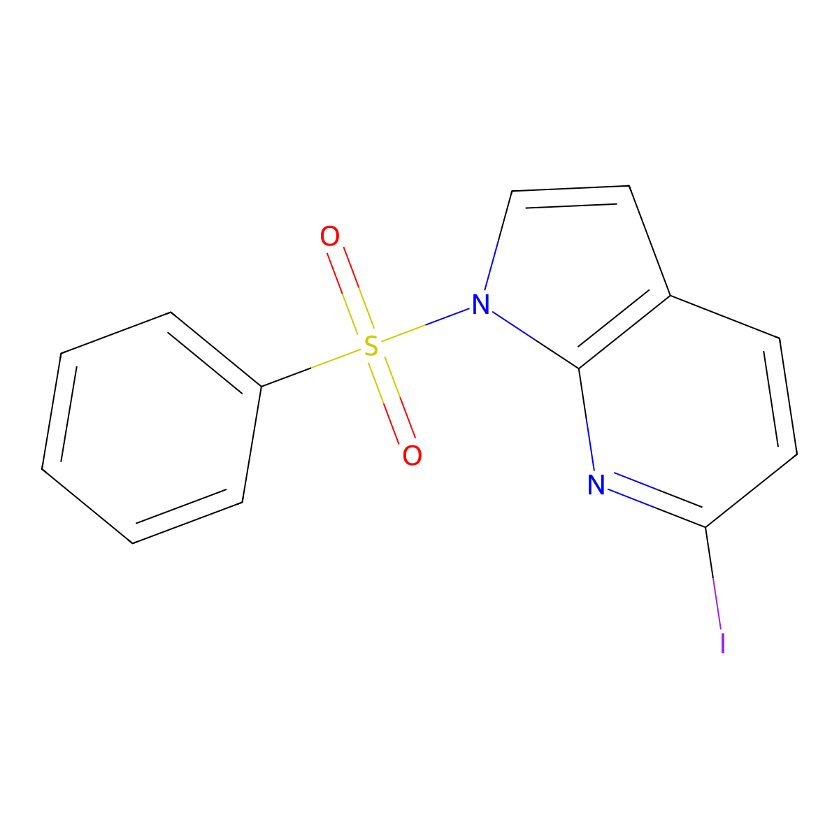 6-Iodo-1-(phenylsulfonyl)-1H-pyrrolo[2,3-b]pyridine molecular structure, CAS 1227270-70-3