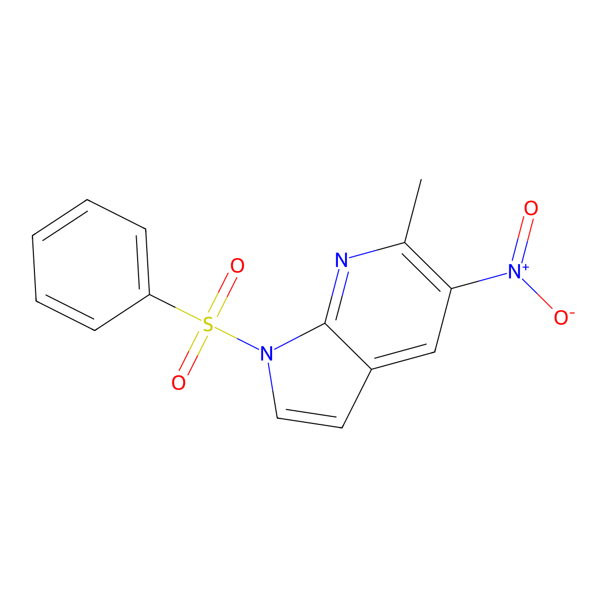 6-Methyl-5-nitro-1-(phenylsulfonyl)-1H-pyrrolo[2,3-b]pyridine molecular structure, CAS 1227270-74-7