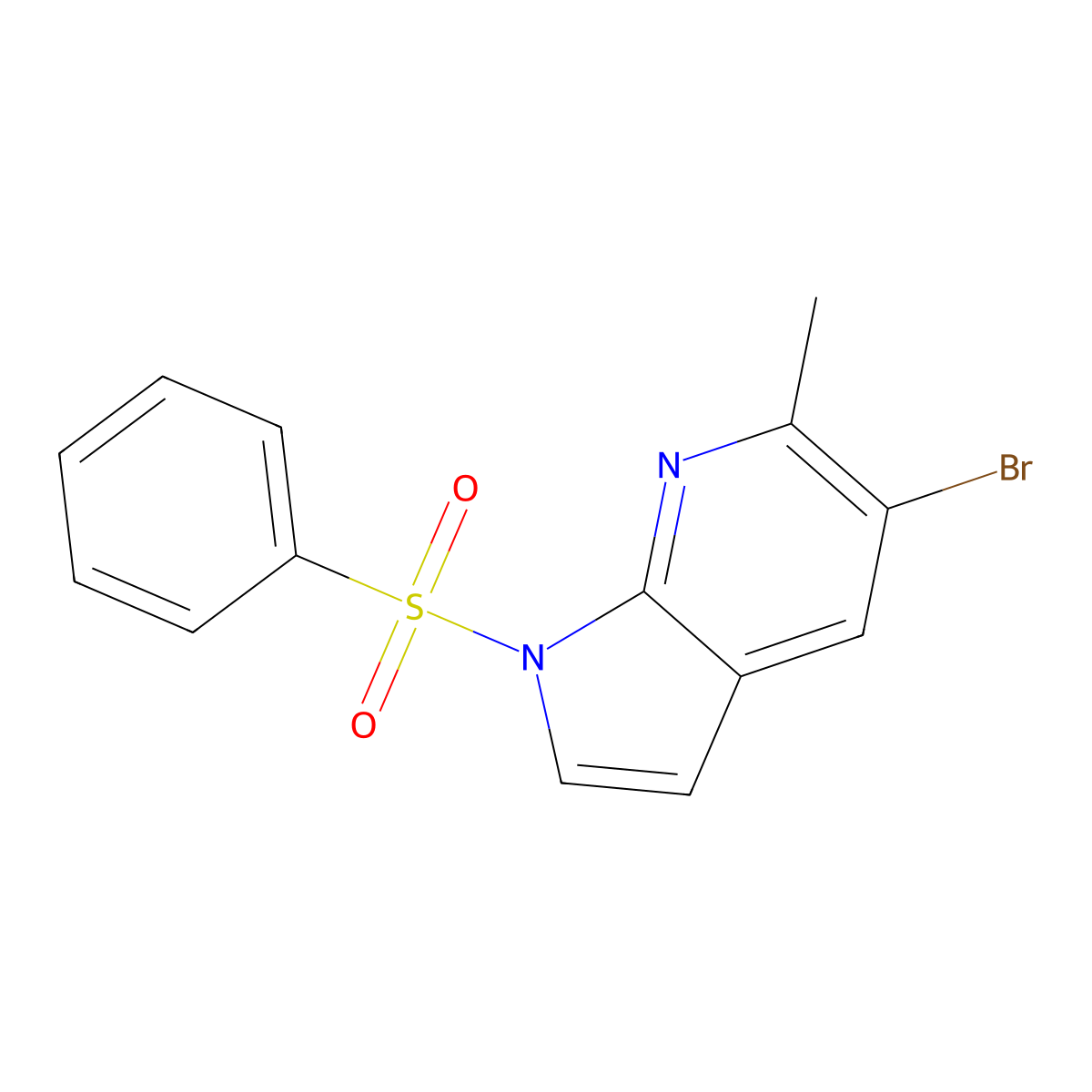 5-Bromo-6-methyl-1-(phenylsulfonyl)-1H-pyrrolo[2,3-b]pyridine molecular structure, CAS 1227270-75-8