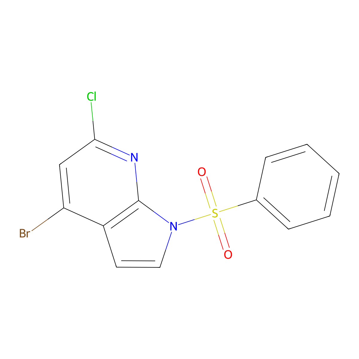 1-(Phenylsulfonyl)-4-bromo-6-chloro-7-azaindole molecular structure, CAS 1227270-77-0