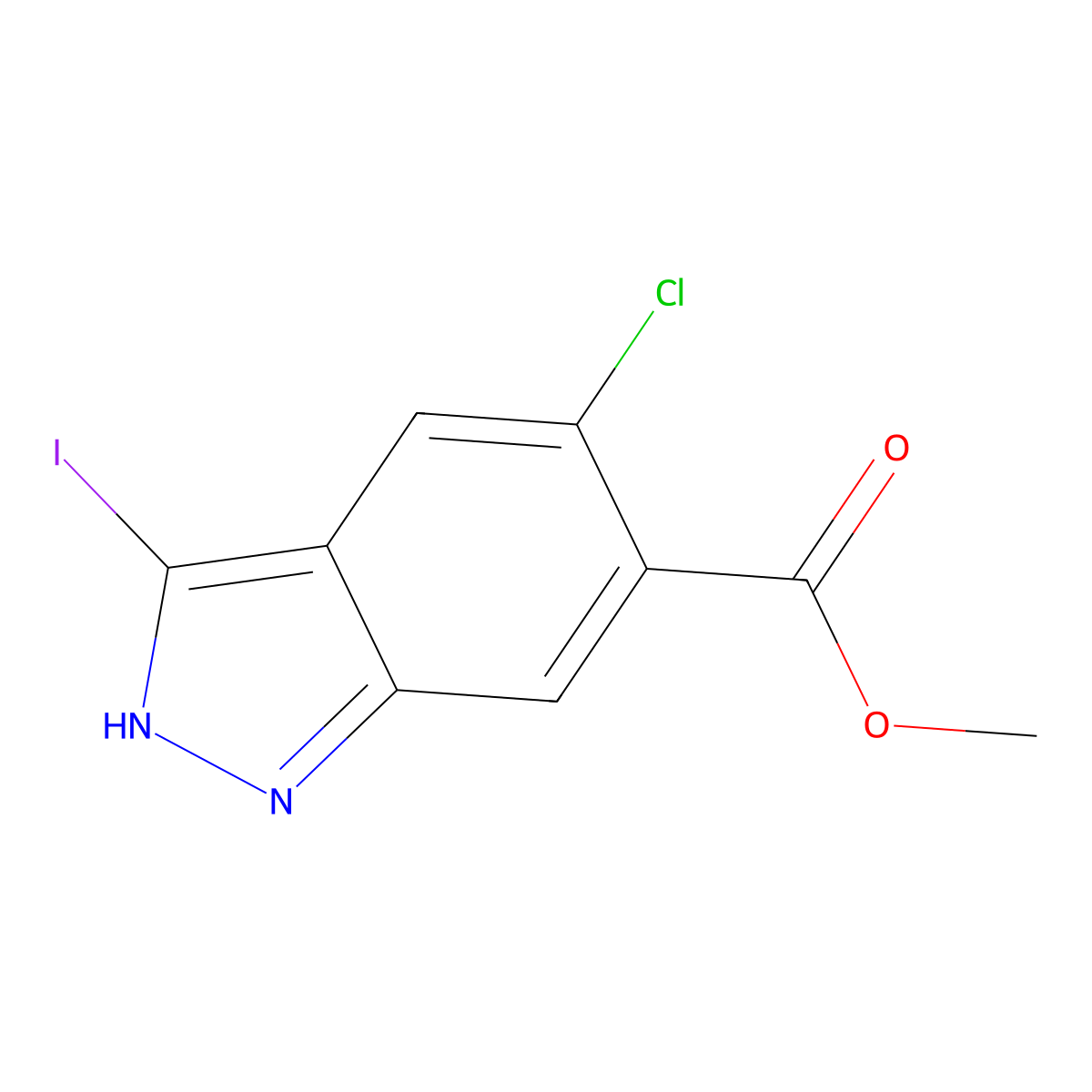 Methyl 5-chloro-3-iodo-1H-indazole-6-carboxylate molecular structure, CAS 1227270-79-2