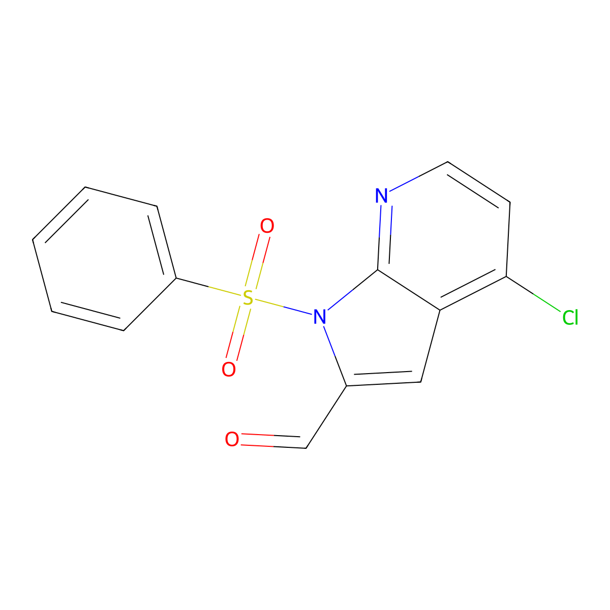 4-Chloro-1-(phenylsulfonyl)-1H-pyrrolo[2,3-b]pyridine-2-carbaldehyde molecular structure, CAS 1227270-81-6