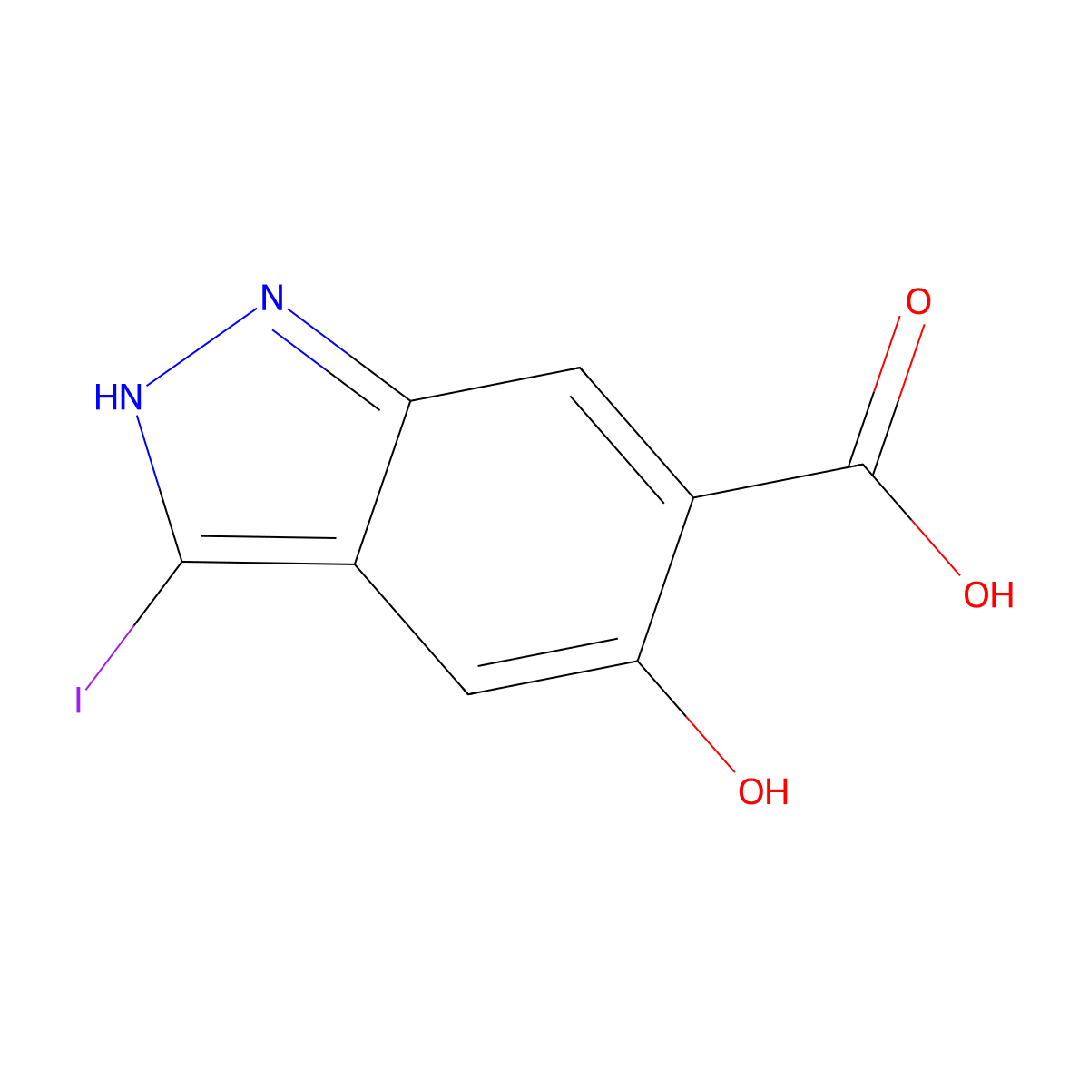 1H-Indazole-6-carboxylic acid, 5-hydroxy-3-iodo- molecular structure, CAS 1227270-82-7