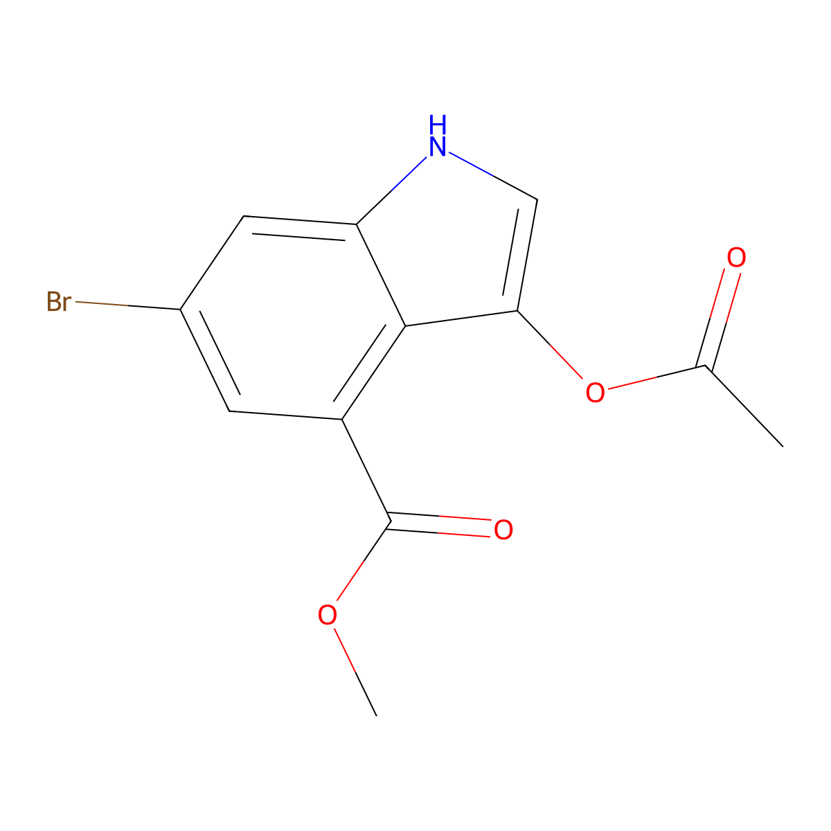 3-Acetoxy-6-bromo-indole-4-methylcarboxylate molecular structure, CAS 1227270-87-2