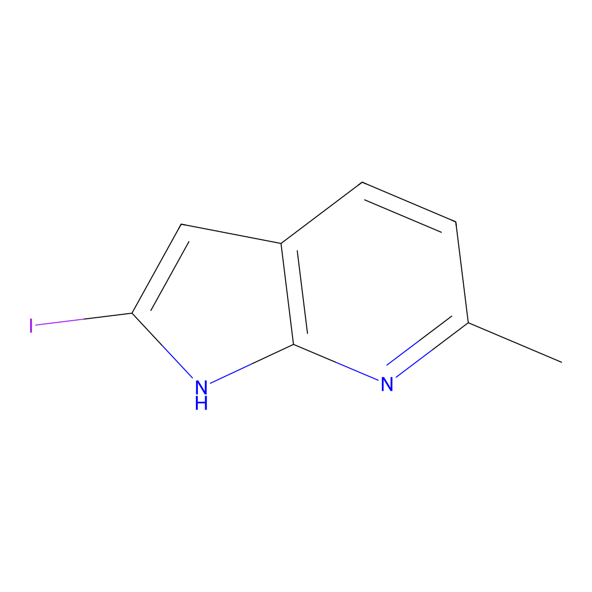 2-Iodo-6-methyl-1H-pyrrolo[2,3-b]pyridine molecular structure, CAS 1227270-88-3
