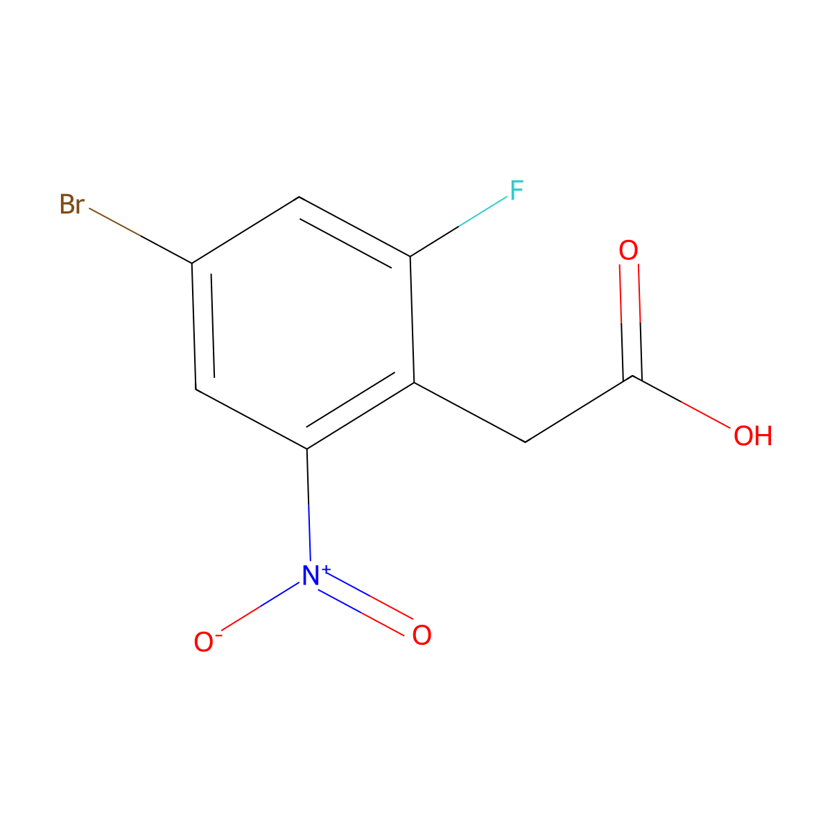(4-Bromo-2-fluoro-6-nitrophenyl)acetic acid molecular structure, CAS 1227270-93-0