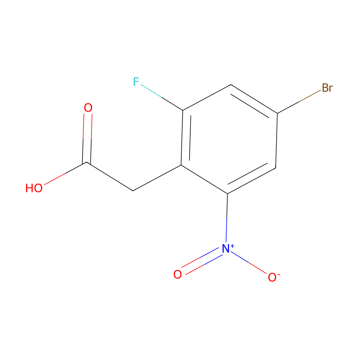 (4-Bromo-2-fluoro-6-nitrophenyl)acetic acid molecular structure, CAS 1227270-93-0