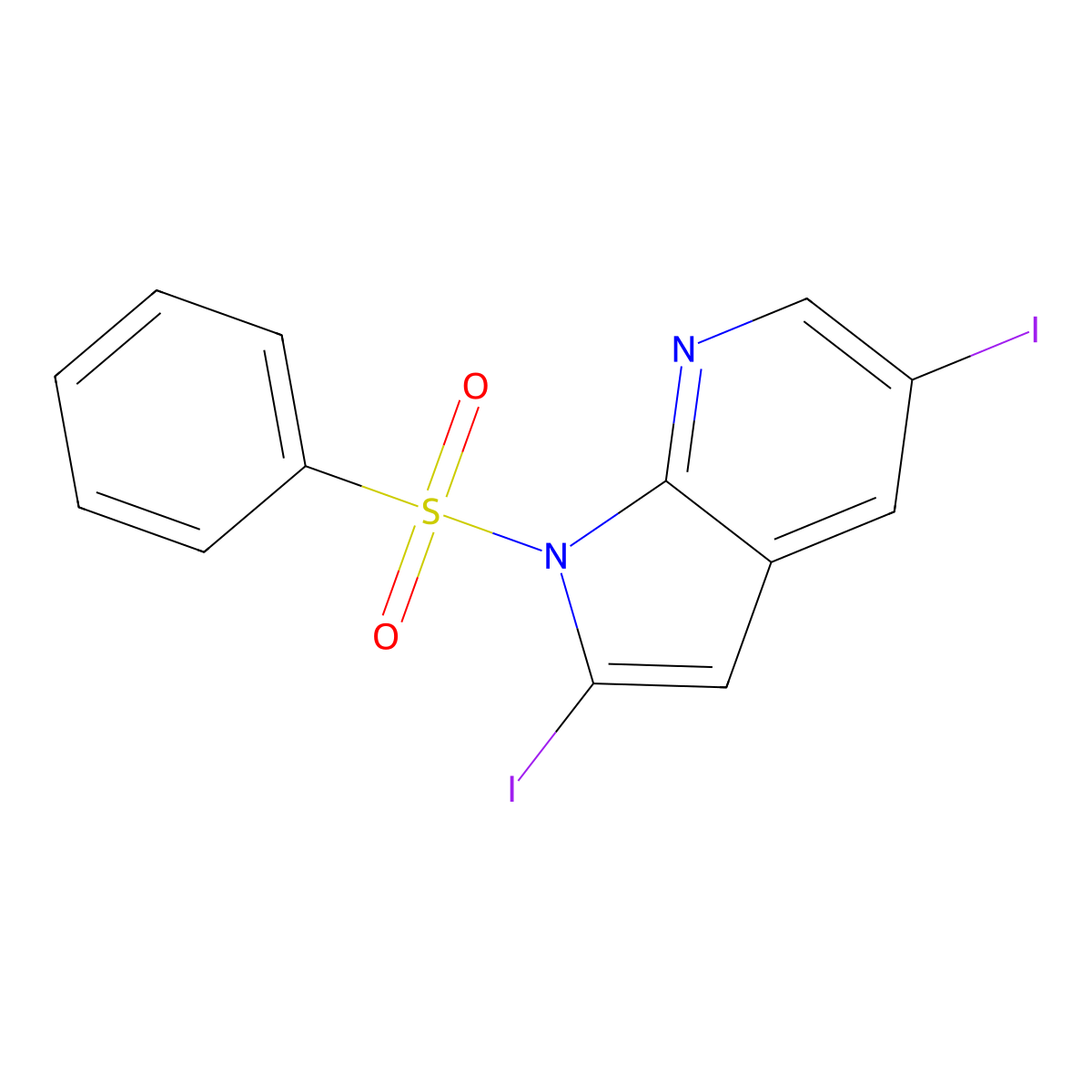 1-(Phenylsulfonyl)-2,5-diiodo-7-azaindole molecular structure, CAS 1227270-95-2