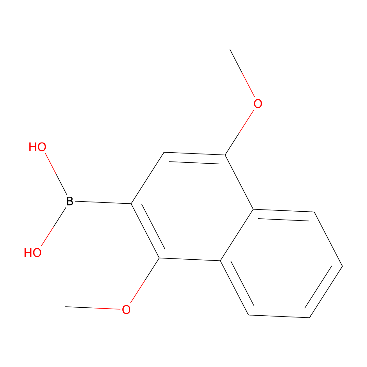 (1,4-Dimethoxynaphthalen-2-yl)boronic acid molecular structure, CAS 1227307-81-4